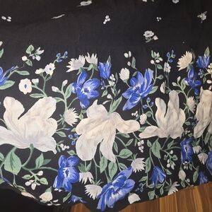 NWT Womens Old Navy Floral Black Dress with Blue & Keyhole Button Closure- L